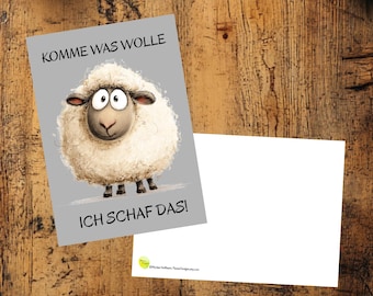 Sheep postcard, card, sheep, sheep card, card sheep, birthday card, card birthday, gift, poison, Christmas, card with sheep