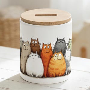 Cat money box, piggy bank with cats, veterinary money box, savings bank, piggy bank with cat, cat money box, cat savings bank, cats, veterinarian, bamboo