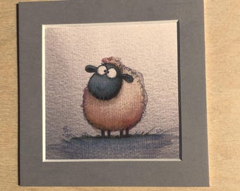 Watercolor with a sheep, sheep watercolor, sheep, farm, children's room decor, wall decor, cute sheep print, picture with a sheep, hand-painted