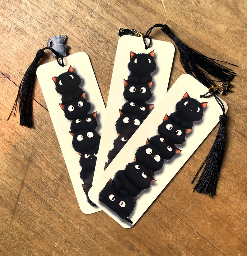 Cat bookmark, cat, bookmark, bookmark, gift, birthday present, souvenir, tassel, cat bookmark, gift, cat present 3 Lesezeichen