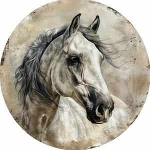 Pegatinas de caballos, calcomanías de caballos, vintage, shabby chic, caballo, establo, caballo gris, granja, regalo para niños, Pascua