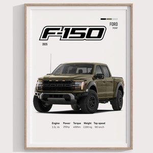 2025 Ford F-150 Poster | Robuster Pick-up Kunstwerk | Perfektes Geschenk für Ford-Fans und Autosammler | LKW-Geschenkidee | F-150 Ford LKW