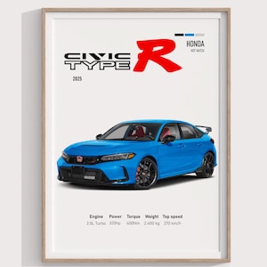 2025 BMW Civic Type R Poster | High-Performante Schrägheck-Art | Ideales Geschenk für BMW-Enthusiasten und Autosammler