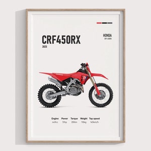 Honda CRF 450RX 2025 Poster - Motorcycle Wall Art, Line Art for Bikers, Digital Motorsports Print, Ideal Decor for Enthusiasts, Perfect Gift