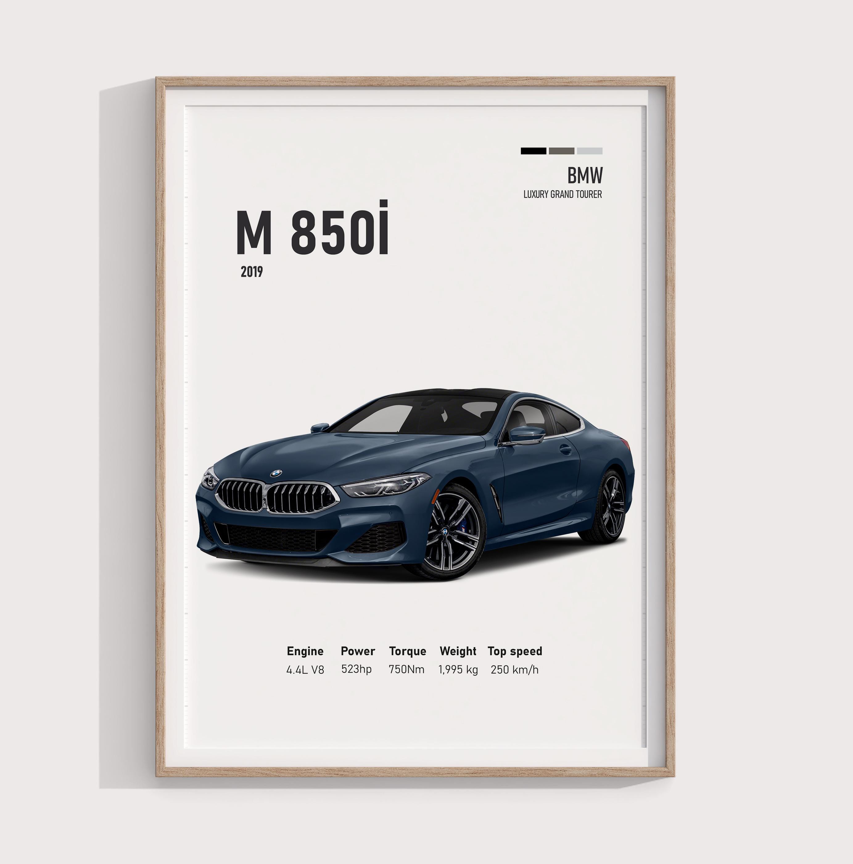 2019 BMW M850i Printable Car Poster | Digital Artwork for Car Lovers | Garage Gift for BMW Fans & Collectors