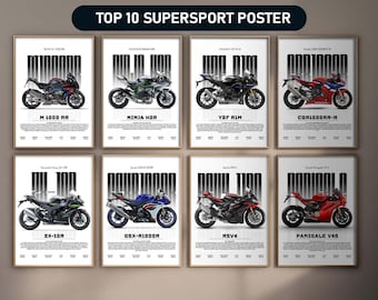 Supersport Motorrad Poster Set:Honda,Yamaha,Kawasaki (Digital Download)
