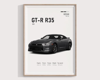 2012 Nissan GT-R  R35 Poster | Iconic Sports Car Art | Perfect Gift for Nissan and Car Enthusiasts | GT-R  R35  Poster | R35 Gift Idea