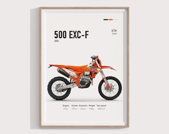 KTM 500 EXC-F 2025 Poster | Enduro Motorcycle Wall Art | Digital Off-Road Bike Print | Gift for Enduro Riders & Fans | KTM Adventure Decor