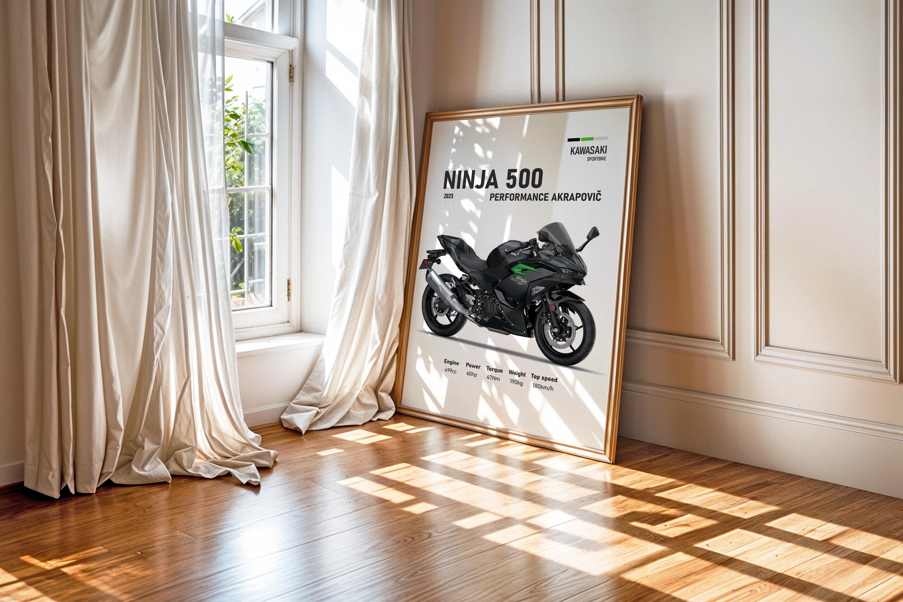 2025 Kawasaki Ninja 500 Poster | Digital Print for Sportbike Fans