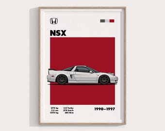 Honda NSX Poster | Digital Download | JDM Supercar Wall Art | Japanese Sports Car Print | Garage Decor | Car Enthusiast Gift