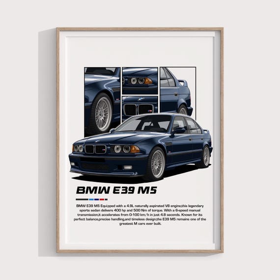 BMW E39 M5 Poster | Classic German Sports Sedan Print | Automotive