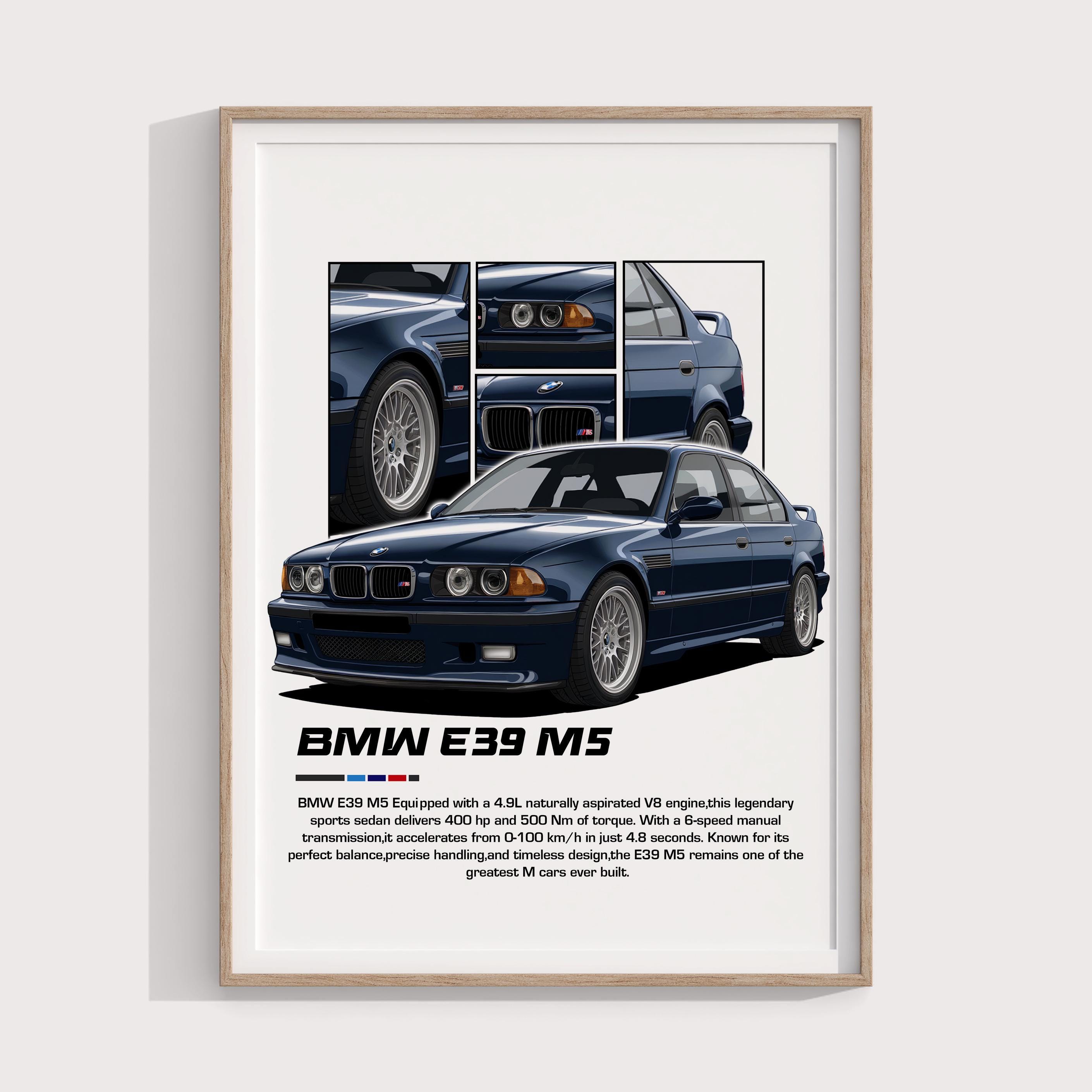 BMW E39 M5 Poster | Classic German Sports Sedan Print | Automotive