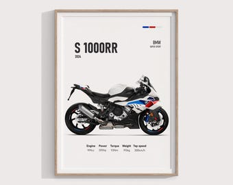 BMW S 1000 RR 2024 Poster Art | Premium Motorcycle Wall Decor | High-Quality Print | Sport Bike Gift Idea | BMW Bike Poster