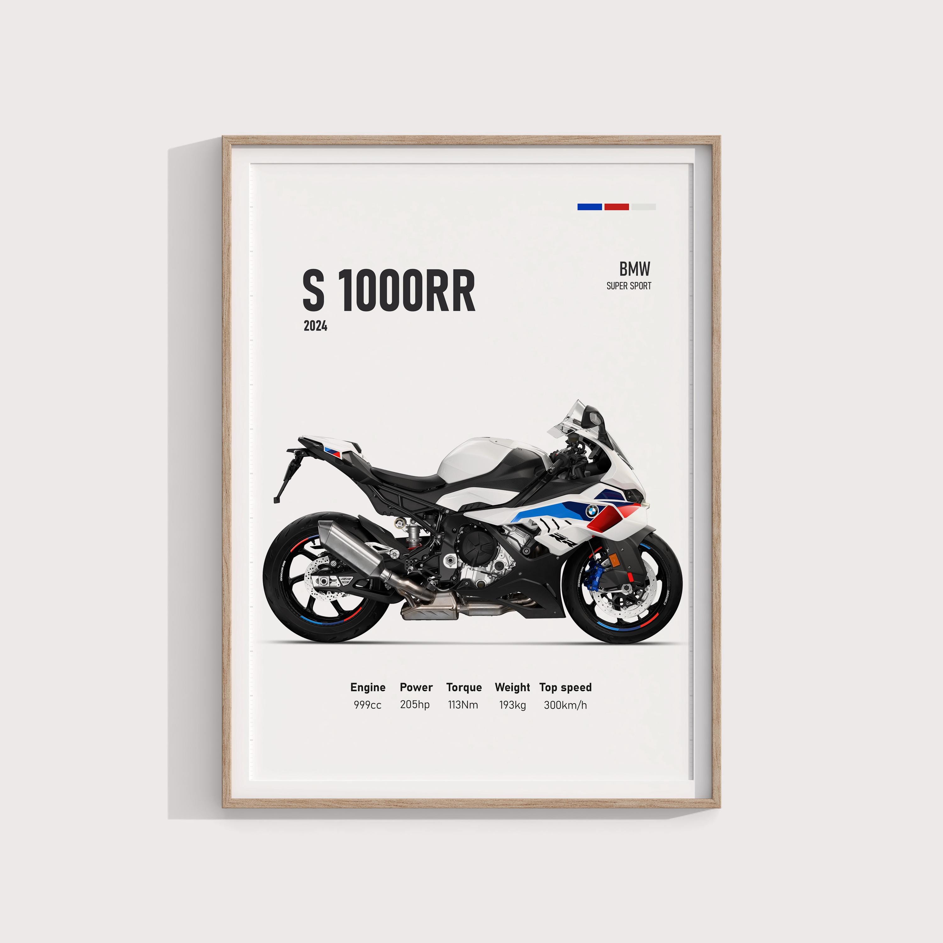 BMW S 1000 RR 2024 ポスターアート | プレミアムバイク壁装飾 | 高 