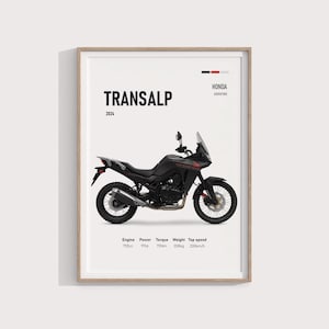 Honda Transalp 2024 Poster | Adventure Motorcycle Wall Art | Off-Road Touring Print | Dual-Sport Bike Decor for Riders & Collectors