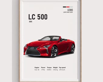2025 Lexus LC 500 Poster | Luxury Car Digital Print | Printable Art for JDM Fans, Car Enthusiasts & Perfect Garage Gift