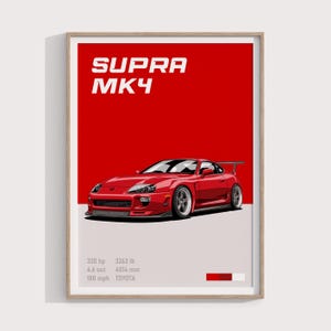 Póster retro de Toyota Supra / Impresión JDM vintage para fanáticos de los autos clásicos / Arte mural y decoración de garaje para entusiastas de la importación