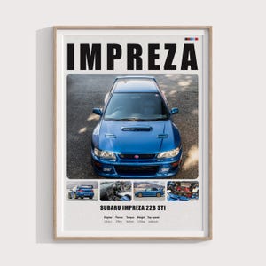 1998 Subaru Impreza 22B STI Poster | Digital Print Gift for Rally & JDM Car Fans | Classic Subaru Wall Art for Garage, Office, or Man Cave