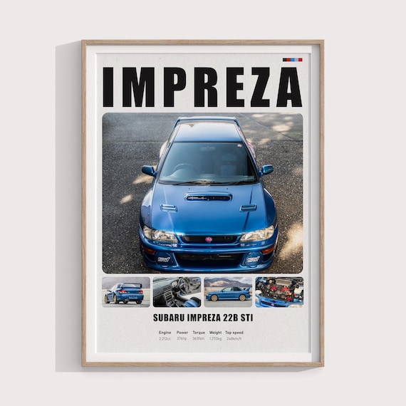 スバル インプレッサ 22B-STi Version ポスター 1998 Subaru Impreza 22B STI Poster | Digital Print Gift for Rally