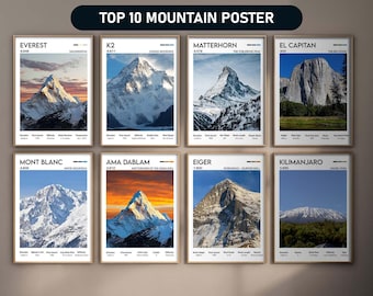 Kletternder Berg Poster Set | 10 druckbare Kunst | Gipfelstürmer | Abenteuer Dekor | Alpine Landschaft Drucke | Digitaler Download