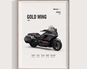 2023 Honda Gold Wing Poster Set | Digital Print Gift for Touring Motorcycle Fans | Biker Wall Art for Garage or Man Cave Decor