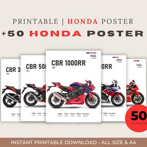 Más de 50 pósters de motocicletas Honda / El mejor regalo para los fanáticos de Honda / Impresiones de alta calidad para coleccionistas y entusiastas de las carreras
