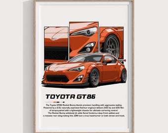 Toyota GT86 Poster | Modern JDM Sports Coupe Print | Automotive