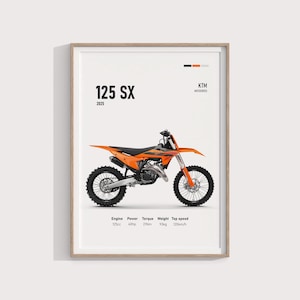 KTM 125 SX 2025 Poster | Premium Motocross Fahrrad Kunst | Hochwertige Wanddekoration | Stilvoller Druck | Geschenk für Dirt Bike Enthusiasten