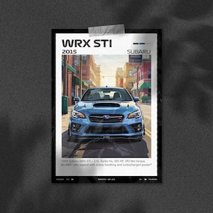 2015 Subaru WRX STI Poster | Digital Download Gift for JDM Fans | Turbo Rally Car Wall Art | Printable Garage Decor
