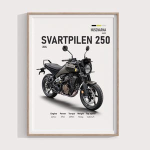 2024 Husqvarna Svartpilen 250 Digital Print | Perfect Garage Gift & Motorcycle Decor | Unique Poster for Bike Lovers!