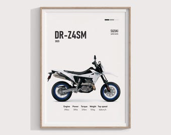 Suzuki DR-Z4SM 2025 Enduro Poster | Offroad Motorcycle Poster, Bike Wall Art, Digital Print, Moto Art for Garage, Sportsbike Decor