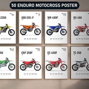 50 Enduro & Motocross Posters | Digital Download Dirt Bike Wall Art | KTM Honda Yamaha Kawasaki Art Set | Gift for Riders | Garage Decor