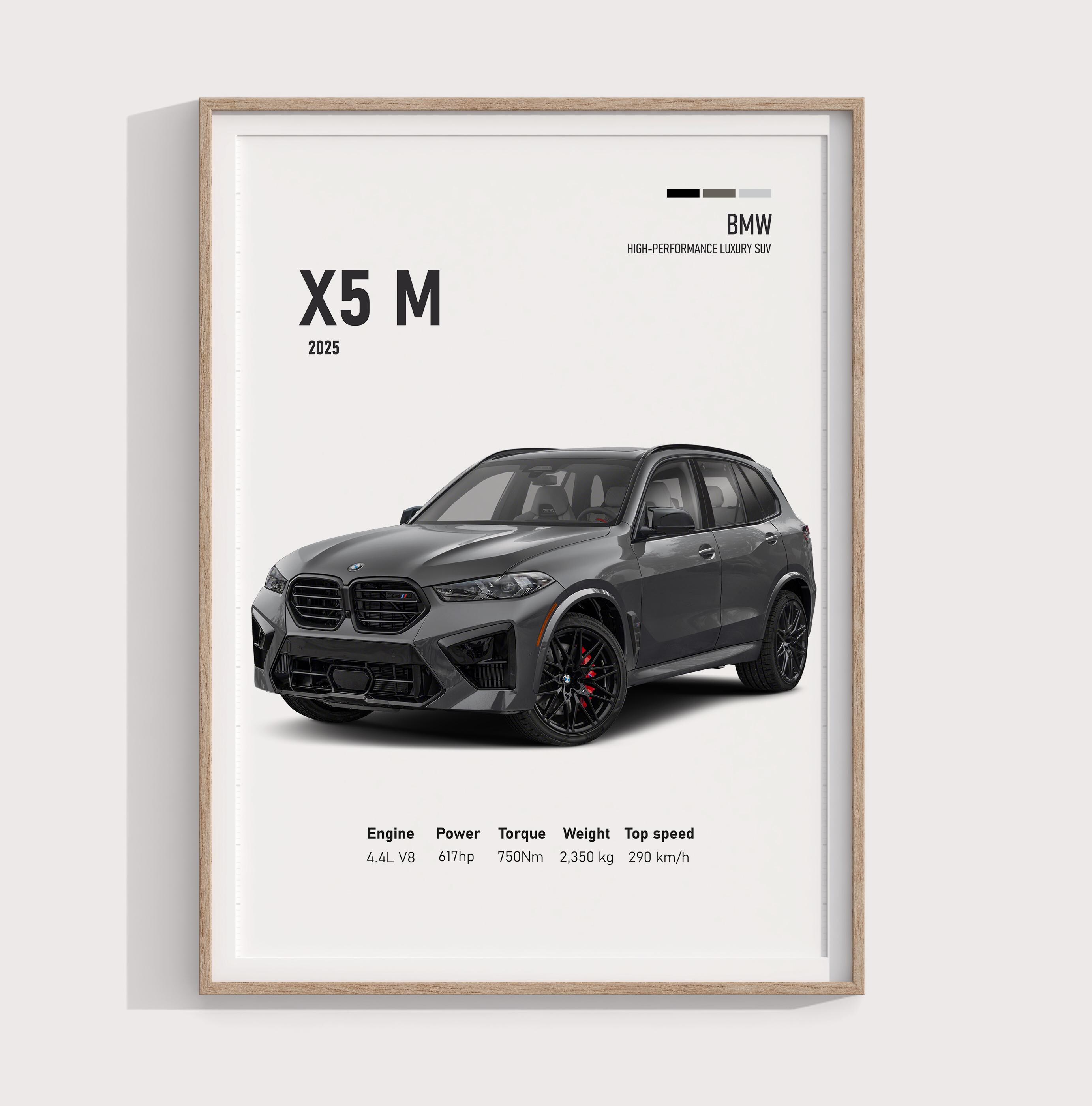 2025 BMW X5 M Printable Car Poster | Digital Print for Garage