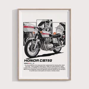 Honda CB750 Poster | Classic Motorcycle Print for Riders | Vintage Cafe Racer Wall Art & Garage Decor