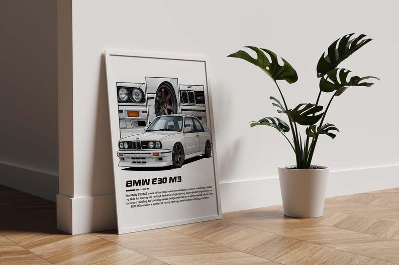 BMW E30 M3 Poster | Digital Download | Classic BMW Wall Art | Iconic ...