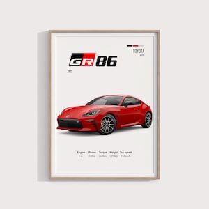 2022Toyota GR86 Poster | Stylisches Sportcoupé Perfekt für Autoliebhaber und Enthusiasten | Toyota GR86 Poster | Modernes Sport Auto Poster