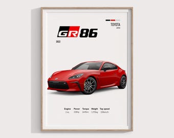 2022 Toyota GR86 Poster | Stylish Sports Coupe | Perfect for Car Lovers and Enthusiasts | Toyota GR86 Poster | Modern Sport Car Poster