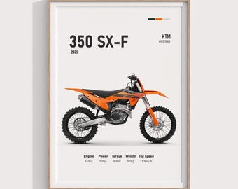 2025 KTM 350 SX-F Poster: Motocross Dirt Bike Art (Digital Print)