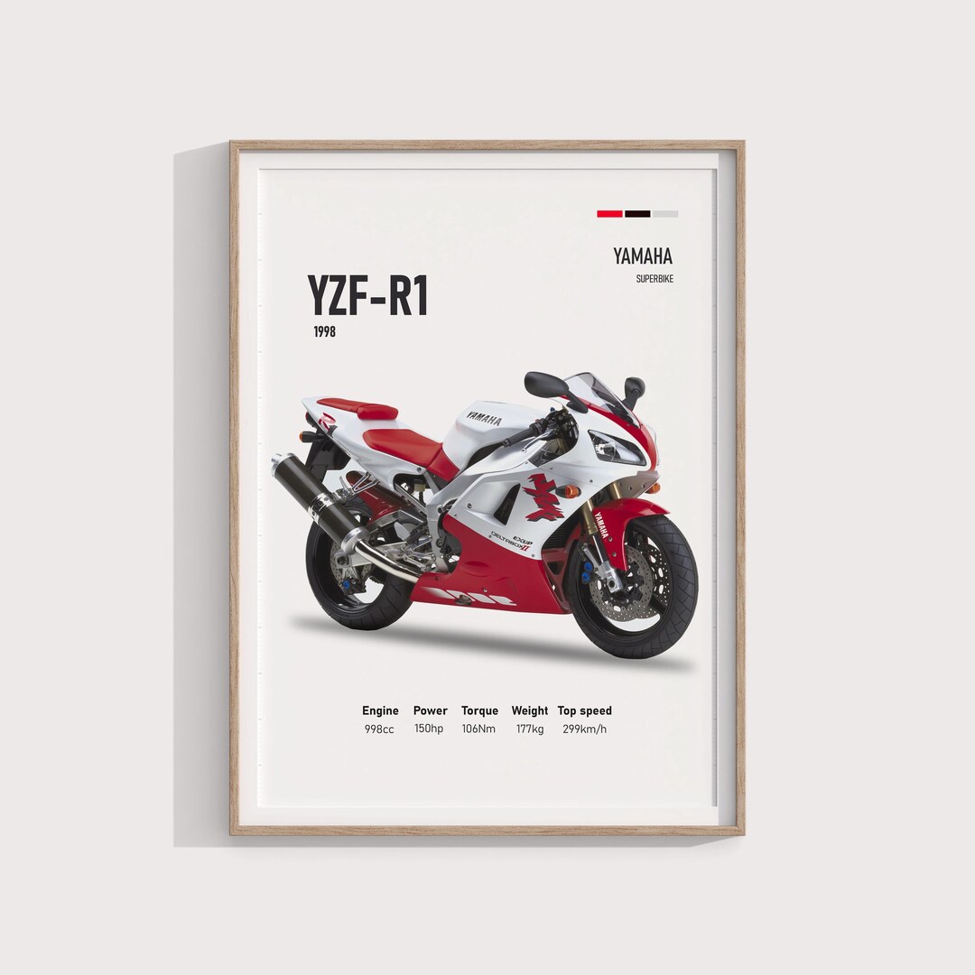 1998 Yamaha YZF-R1 Motorcycle Poster | Iconic First-gen R1 Art ...
