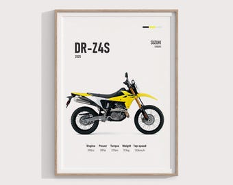 Suzuki DR-Z4S 2025 Poster | Motorbike Wall Art | Digital Print | Sportsbike Decor | Garage Wall Art | Motorcycle Print