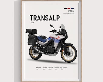 2025 BMW XL750 Transalp Poster | HONDA Download Geschenk für Motorrad-Fans | HONON Bike Wandkunst | Druckbare Garage Dekor | 750 Poster
