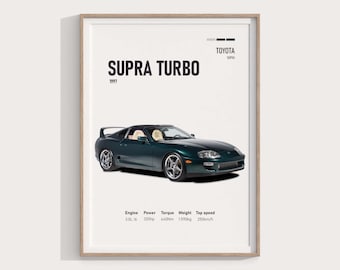 1997年式トヨタ・スープラ・ターボのポスター｜デジタルダウンロード｜JDMカーウォールアート｜MK4スープラのプリント｜ガレージデコレーション｜車愛好家へのギフト