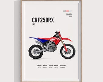 2027 Honda CRF250RX Poster | Digital Print Gift for Enduro & Off Road Bike Fans | Dirt Bike Wall Art for Garage | Man Cave Decor