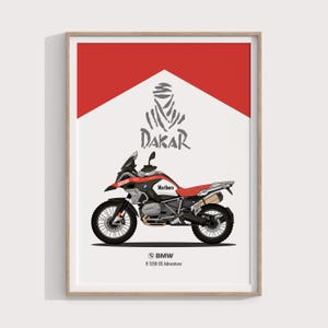 BMW R1250GS Dakar Poster A4 | Digital Print Gift for Adventure Riders & Collectors | Touring Motorcycle Wall Art and Garage Decor