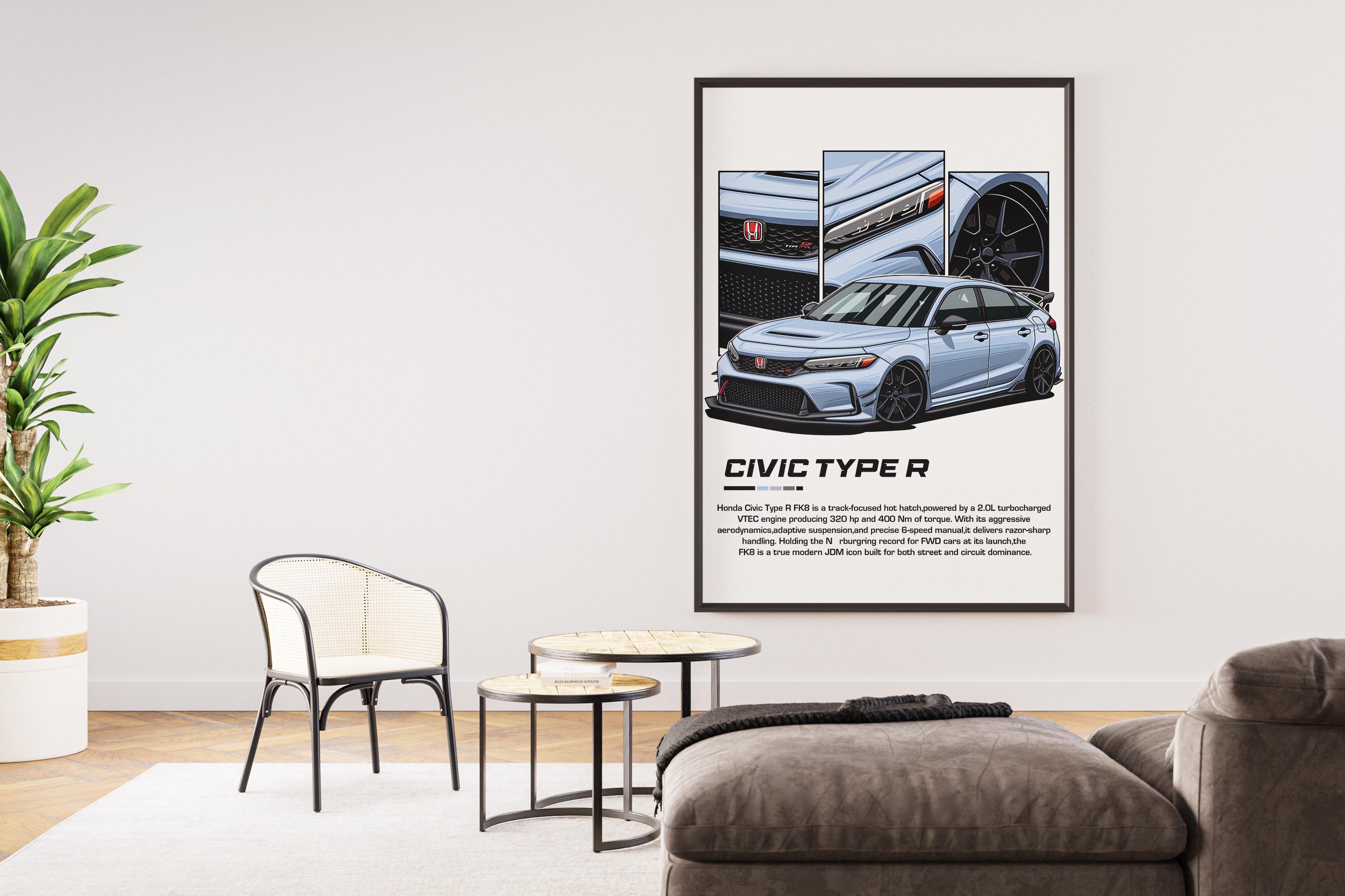 Honda Civic Type R Poster | Digital Print Gift for JDM Fans