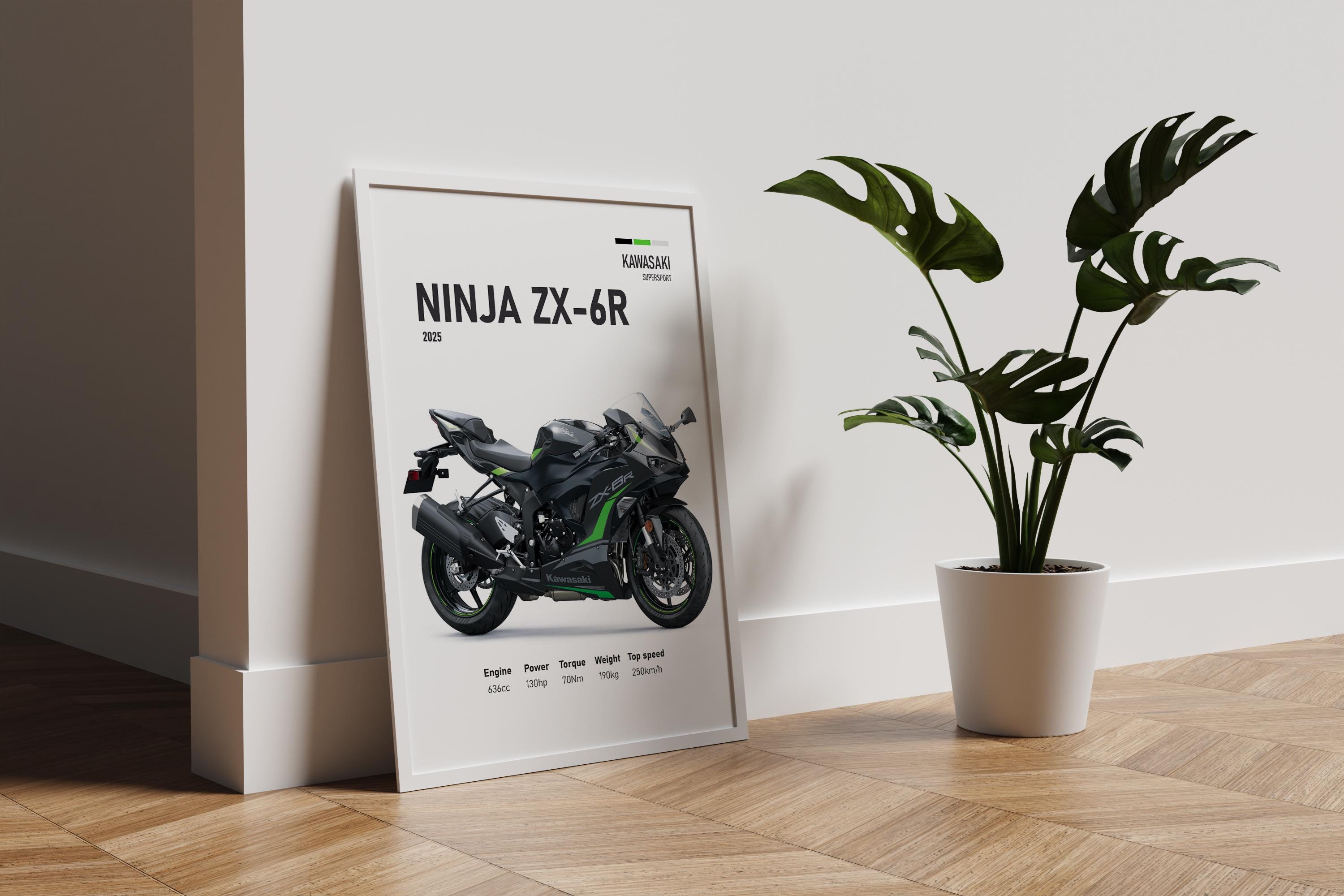 2025 Kawasaki Ninja ZX-6R Poster | Digital Print Gift for