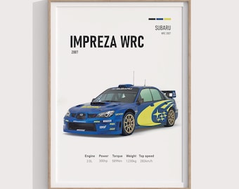 スバル 22B STI ポスター – レトロラリーカー ウォールアート – 印刷