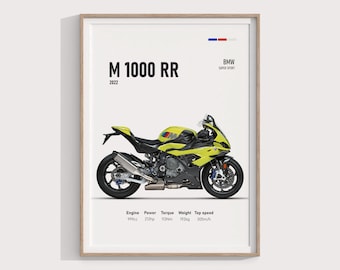 BMW M 1000 RR 50 Jahre 2022 Poster | Limitierte Motorradkunst | Hochwertige Wanddekoration | M-Series Fahrrad Geschenkidee