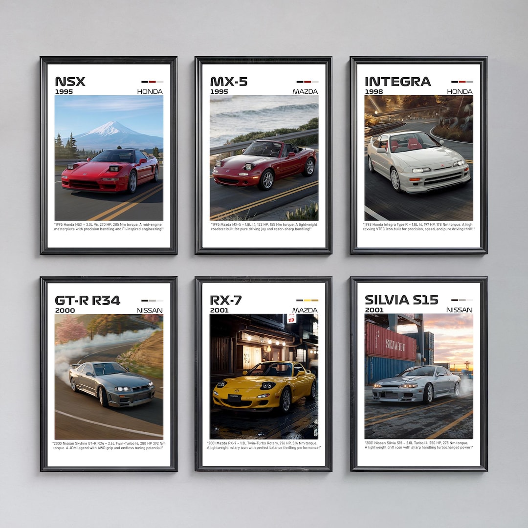 JDM Legends Car Poster Set | Digital Download Gift for JDM Car