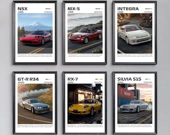 JDM Legends Car Poster Set | Digital Download Gift for JDM Car